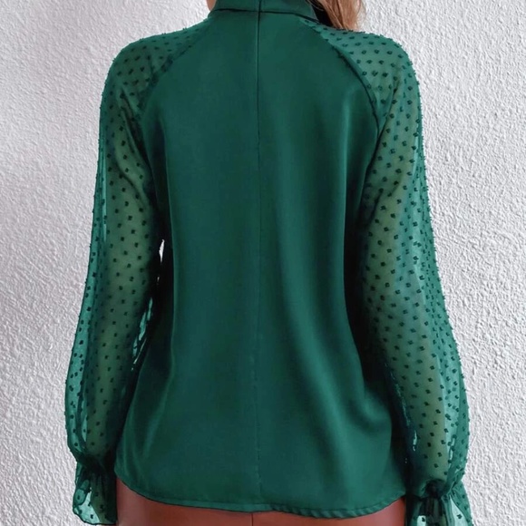 Classic Swiss Dot Sheer Sleeve Blouse - Picture 8 of 8